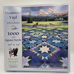 Sunsout 2008 SEALED 1000 Piece Jigsaw Puzzle Mountain Scene Elk Quilt Landscape